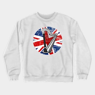 Harp UK Flag Britain Harpist British Musician Crewneck Sweatshirt